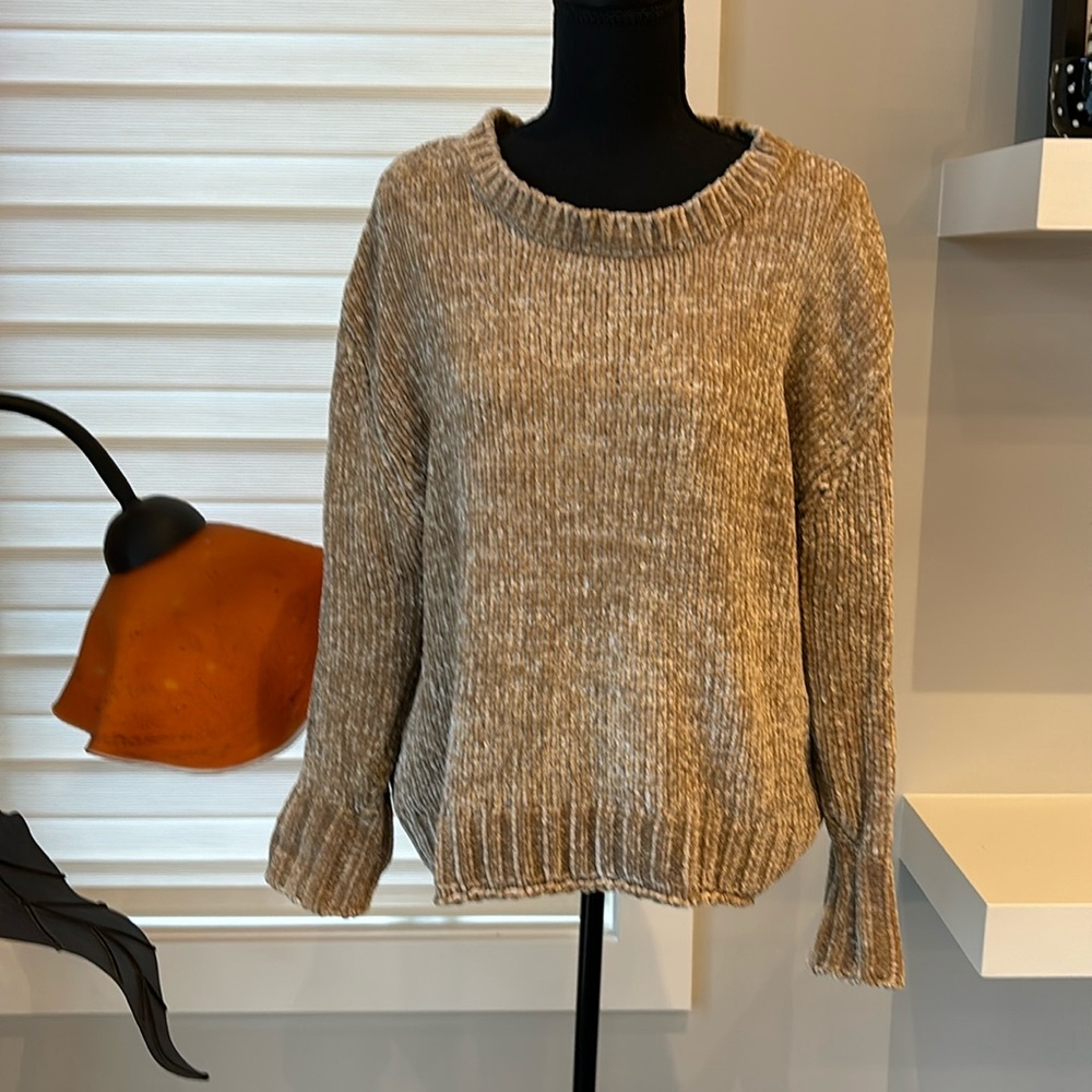Philosophy Cropped Tan Chenille Sweater